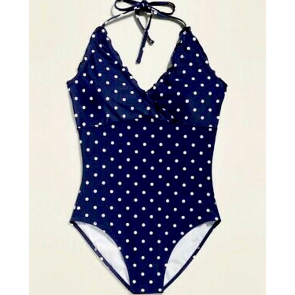 Old Navy Lettuce-Edge One Piece Halter Swimsuit